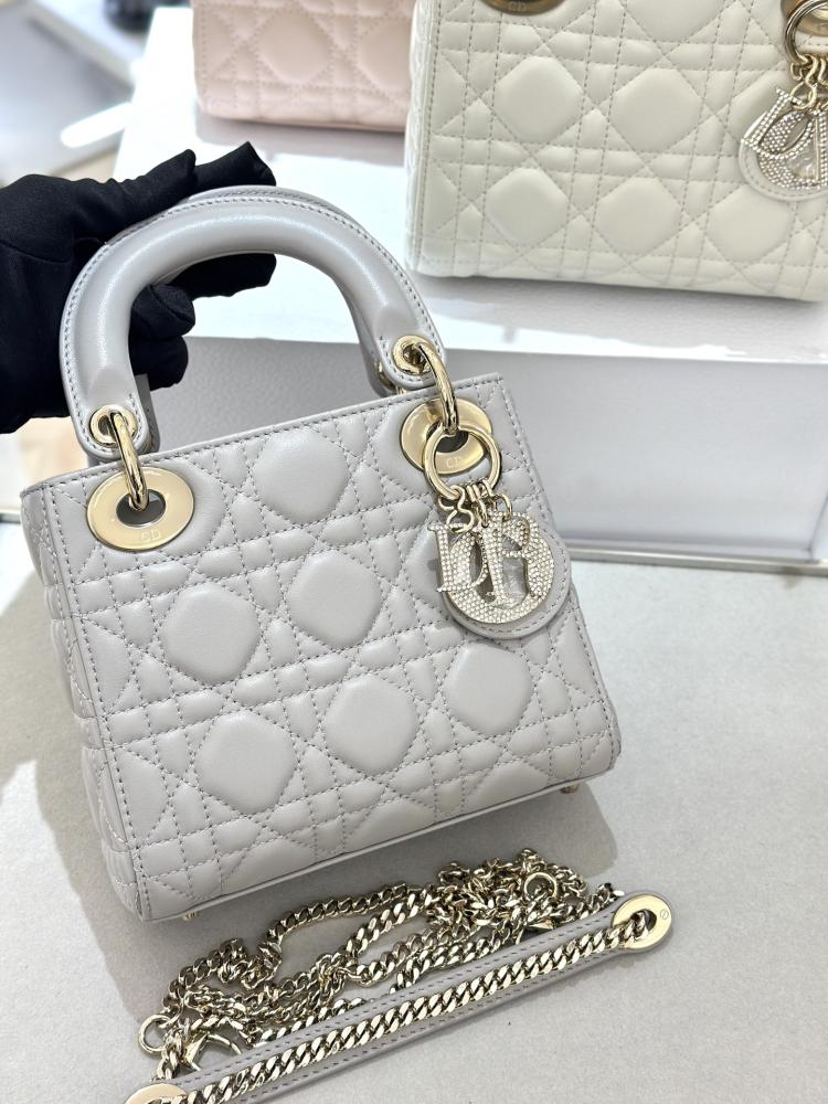 Dior Lady Mini Gri Pembe Çanta
