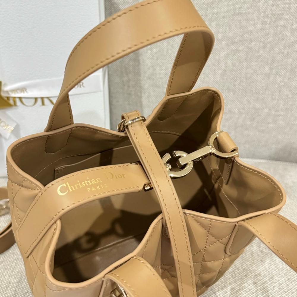 Small Dior Toujours Vertical Tote Bag Powder Beige Macrocannage Calfskin