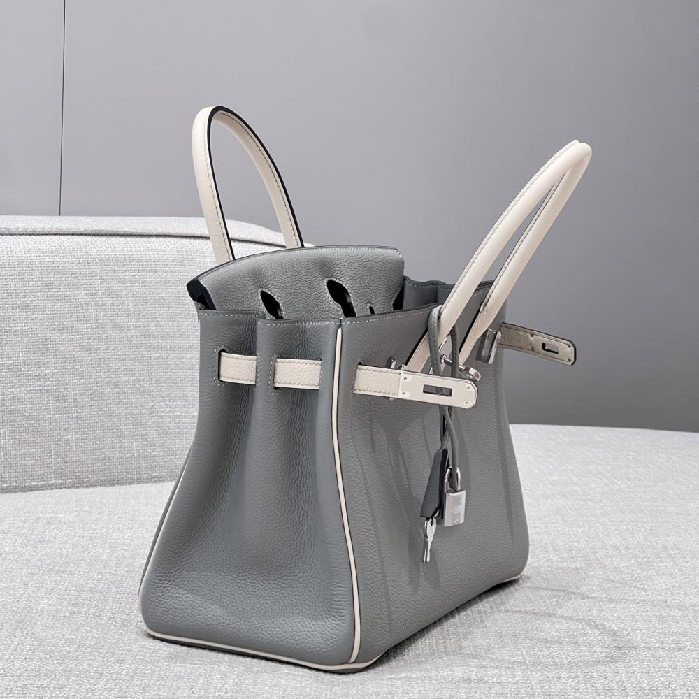 Hermès Birkin 30 Grey Seagull and White Togo