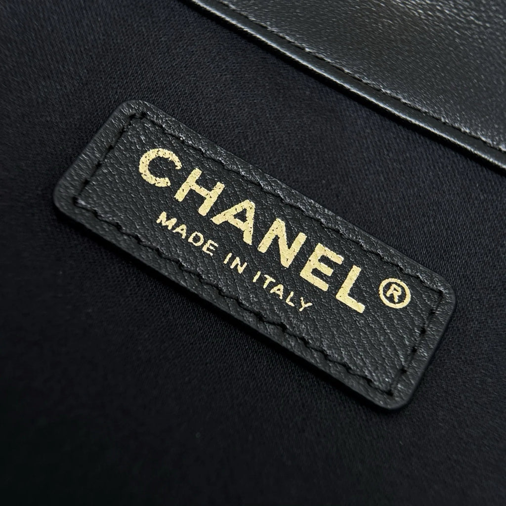 Maxi Alışveriş Çantası Dana Derisi ve Altın Tonlu Metal Siyah - Glimmer of Luxury
