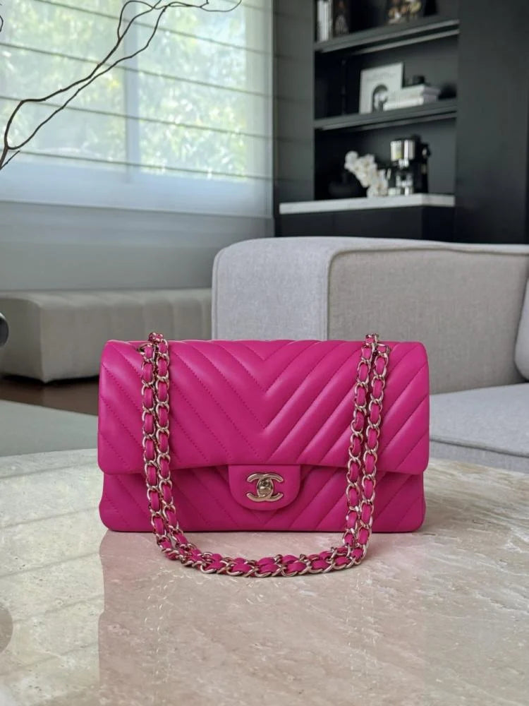 Chanel Flap Medium Size Bag Caviar Leather Authentic Quality 2024 Gray