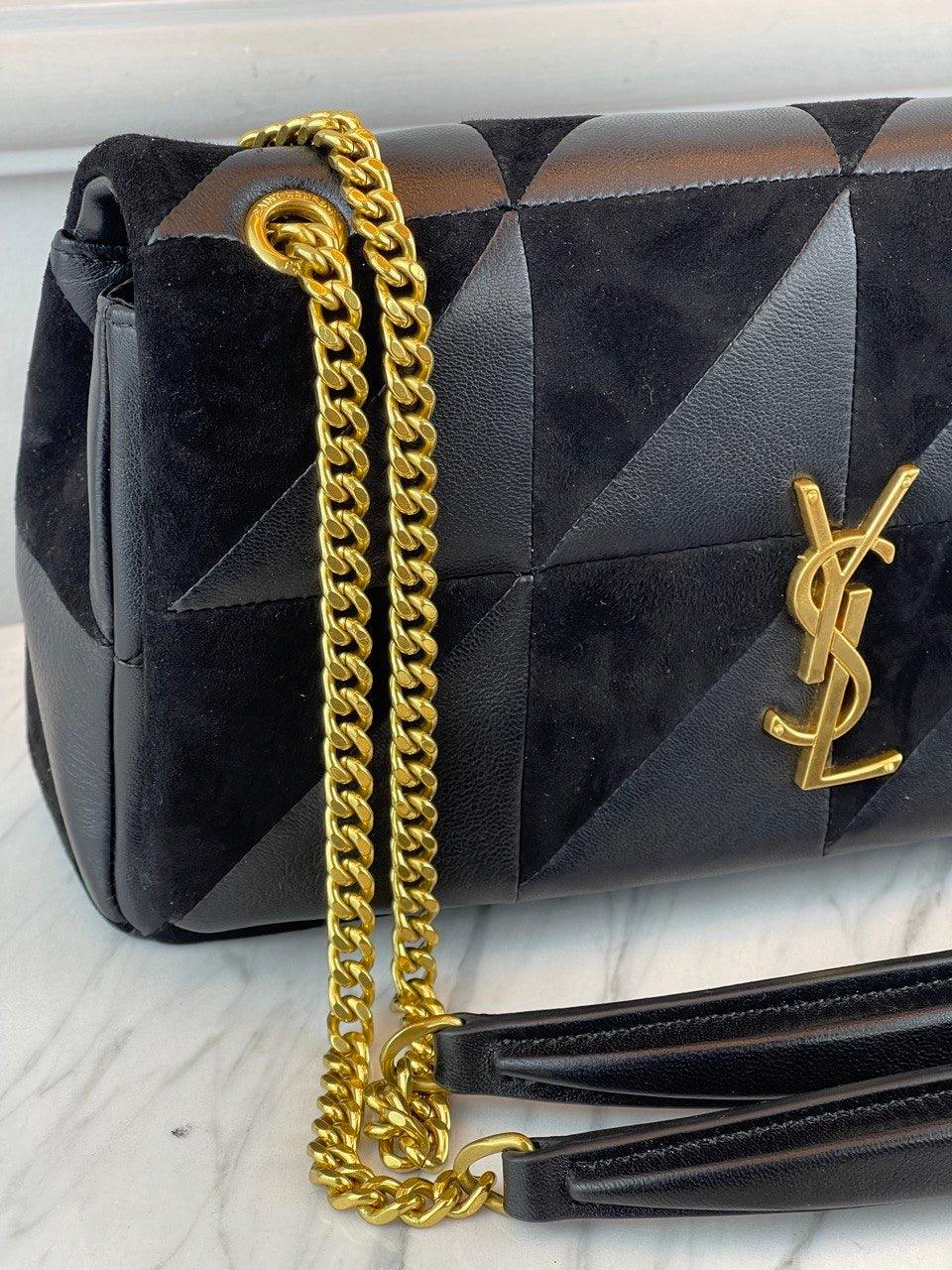 SAINT LAURENT
Kuzu Derisi Süet Patchwork Monogram Orta Jamie Yeşili - Glimmer of Luxury