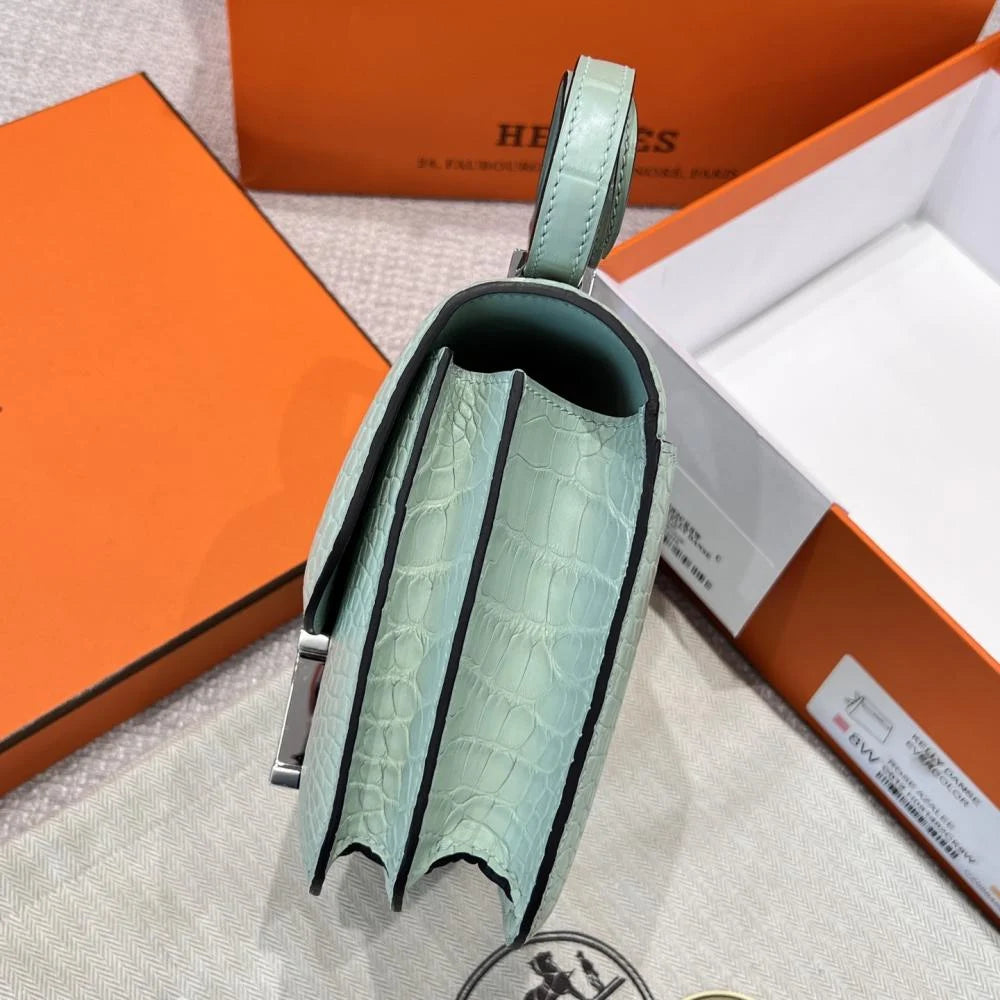 Hermes Constance 18 Green Fizz Crocodille