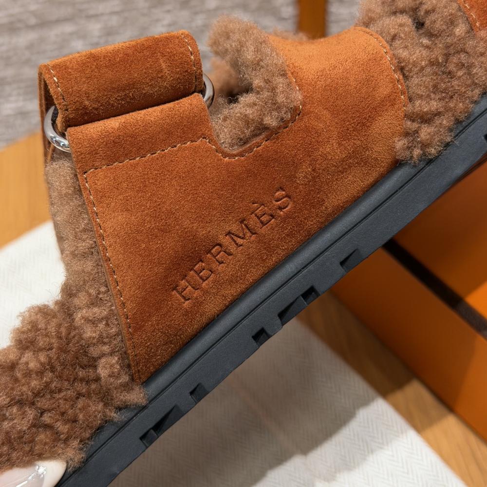Hermès Chypre Fur Sandals