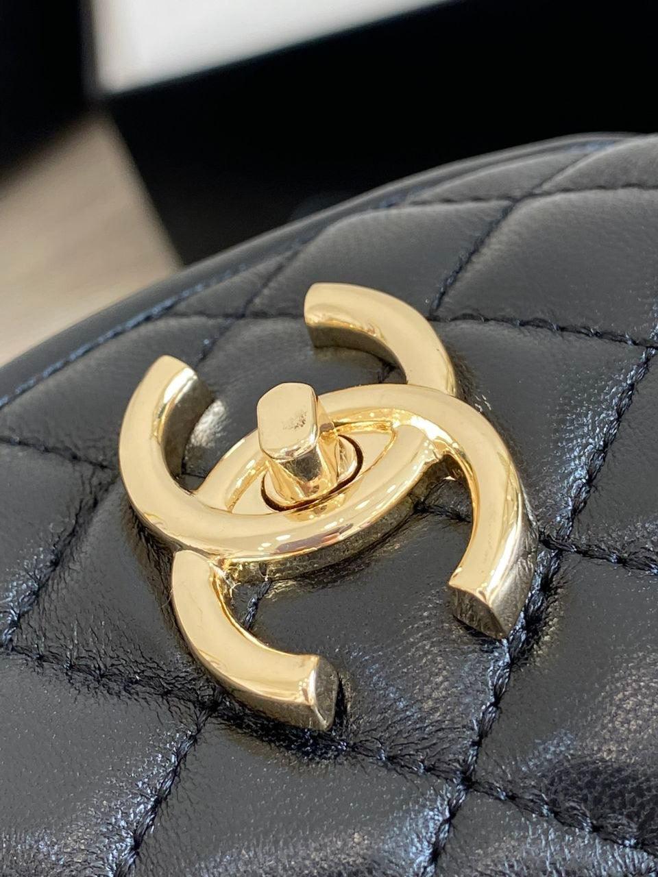 Chanel CC Dönüş Kilitli Deri Kapitone Siyah Loafer - Glimmer of Luxury