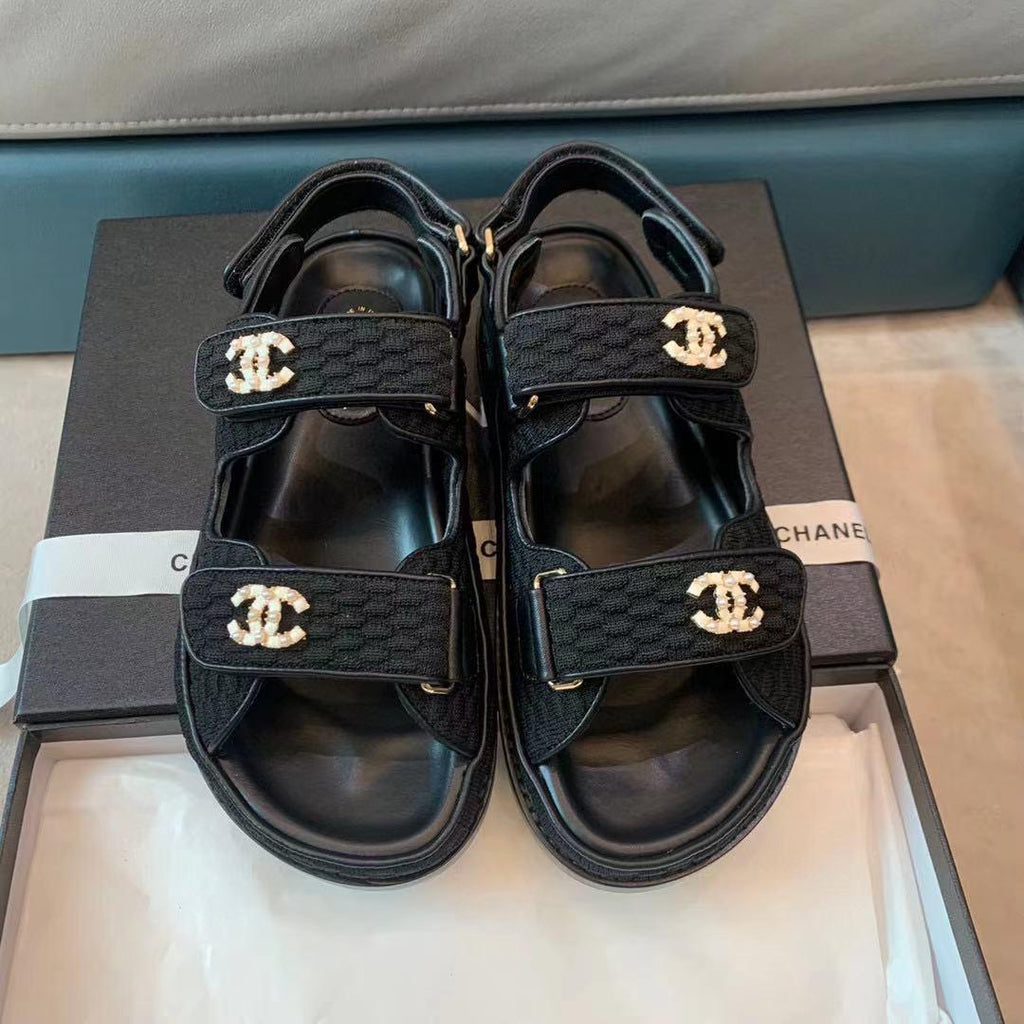 Chanel Siyah File ve Deri Dad Sandalet - Glimmer of Luxury