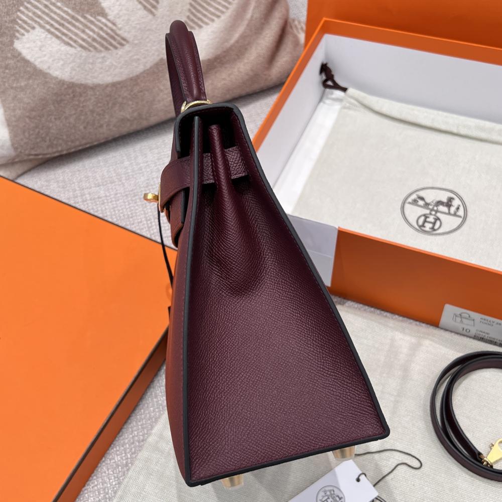 Hermès Kelly 25 Epsom Leather Horseshoe Stamp (HSS) Two-Tone Trench Coat with Palladium Hardware and Black (PHW)