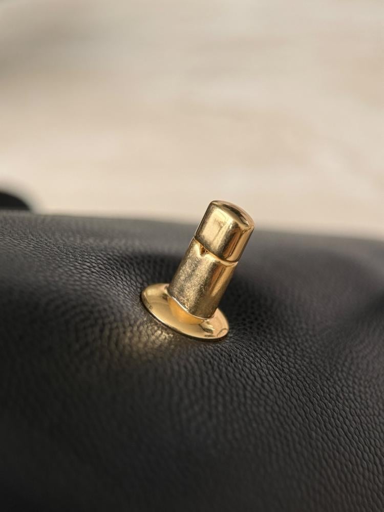 Chanel Preppy Coco Bowling Bag, Black Grained Caviar Leather, Brushed Gold Hardware