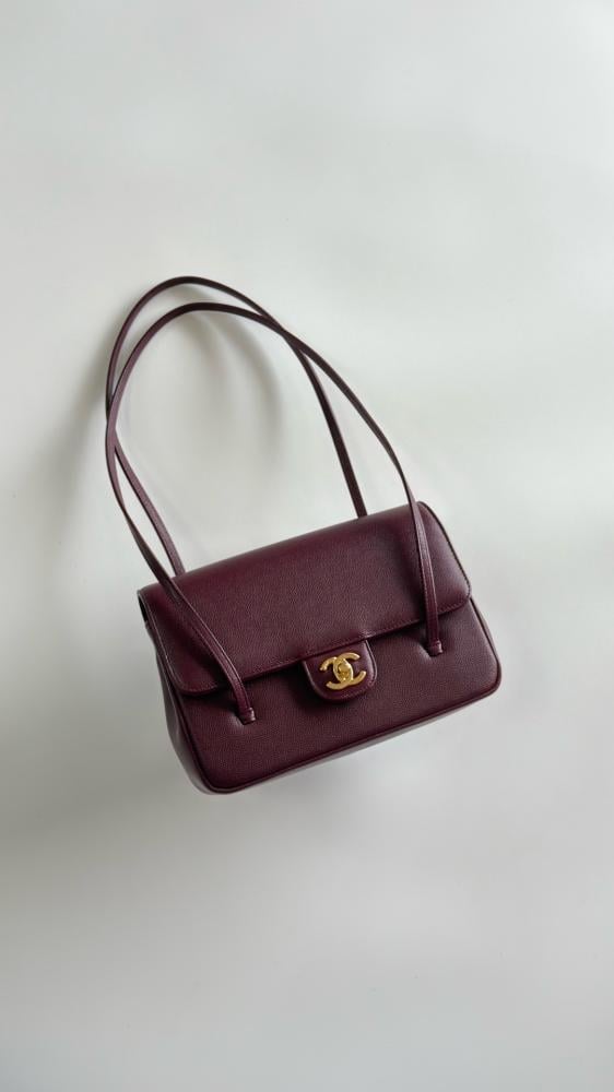 Chanel 26P Small Shoulder Bag – Burgundy Glossy Grained Calfskin