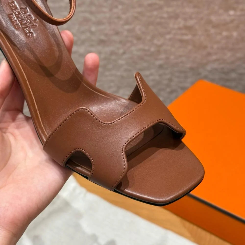 Hermès Oasis Sandals Black & Argent Grey