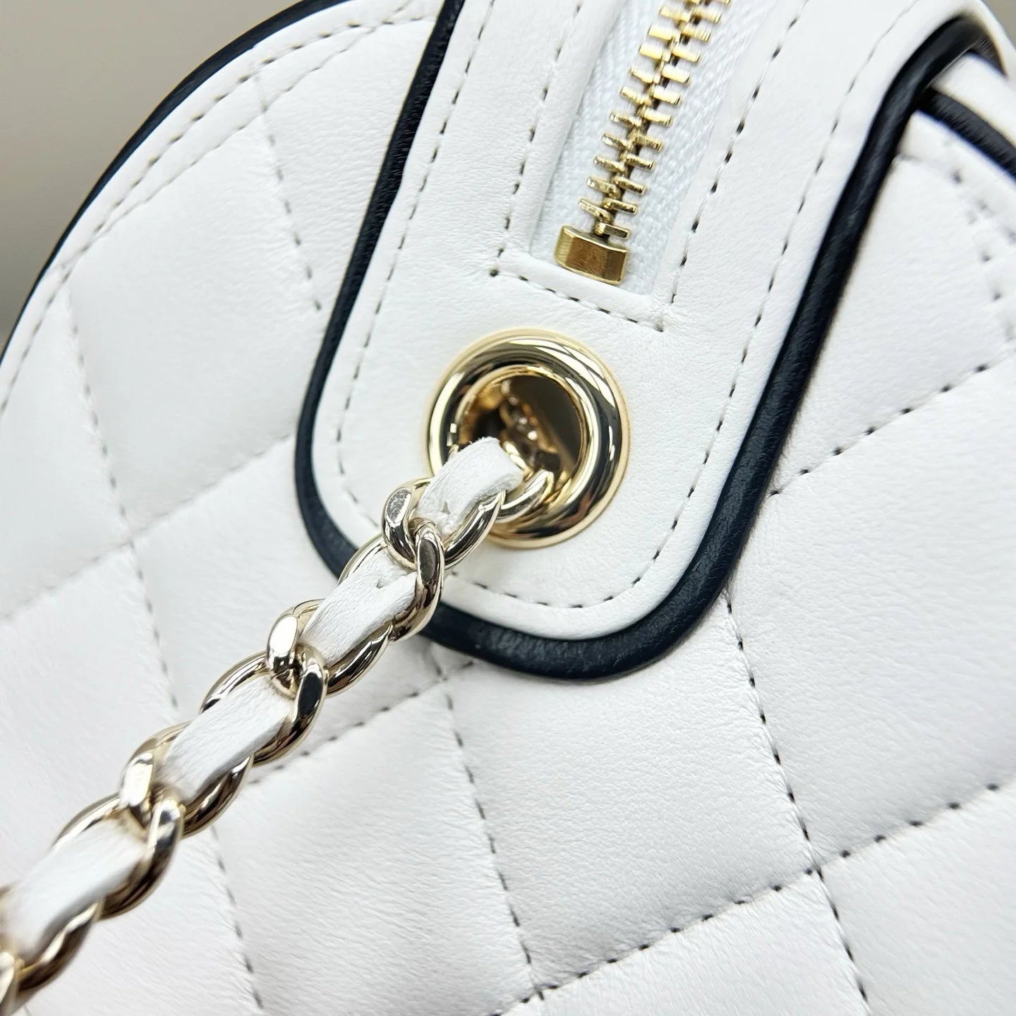 Chanel Mini Timeless Classic Barrel Bag Shiny Caviar Light Gold Hardware