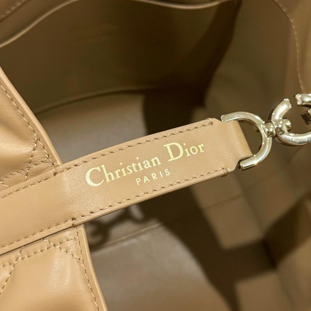 Small Dior Toujours Vertical Tote Bag Powder Beige Macrocannage Calfskin