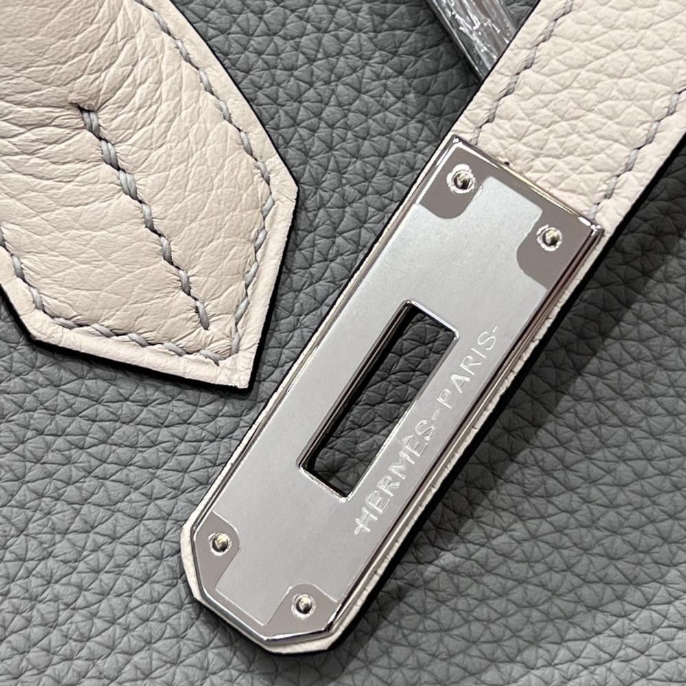 Hermès Birkin 30 Grey Seagull and White Togo