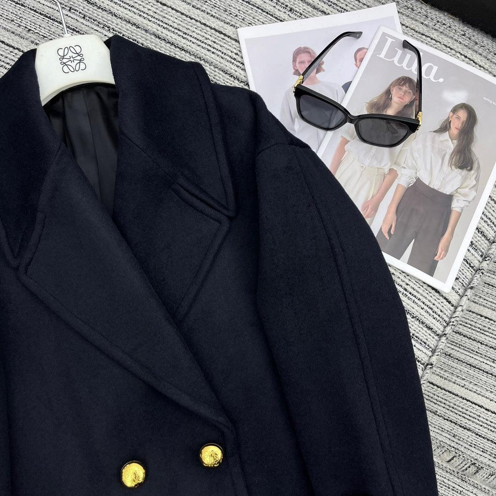 Loewe Yeni Yün Geniş Yakalı Orta Uzunlukta Kaban Ceket - Glimmer of Luxury
