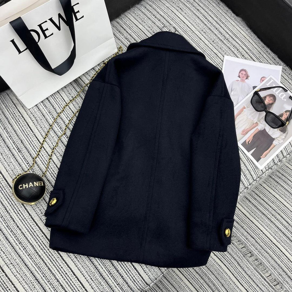 Loewe Yeni Yün Geniş Yakalı Orta Uzunlukta Kaban Ceket - Glimmer of Luxury
