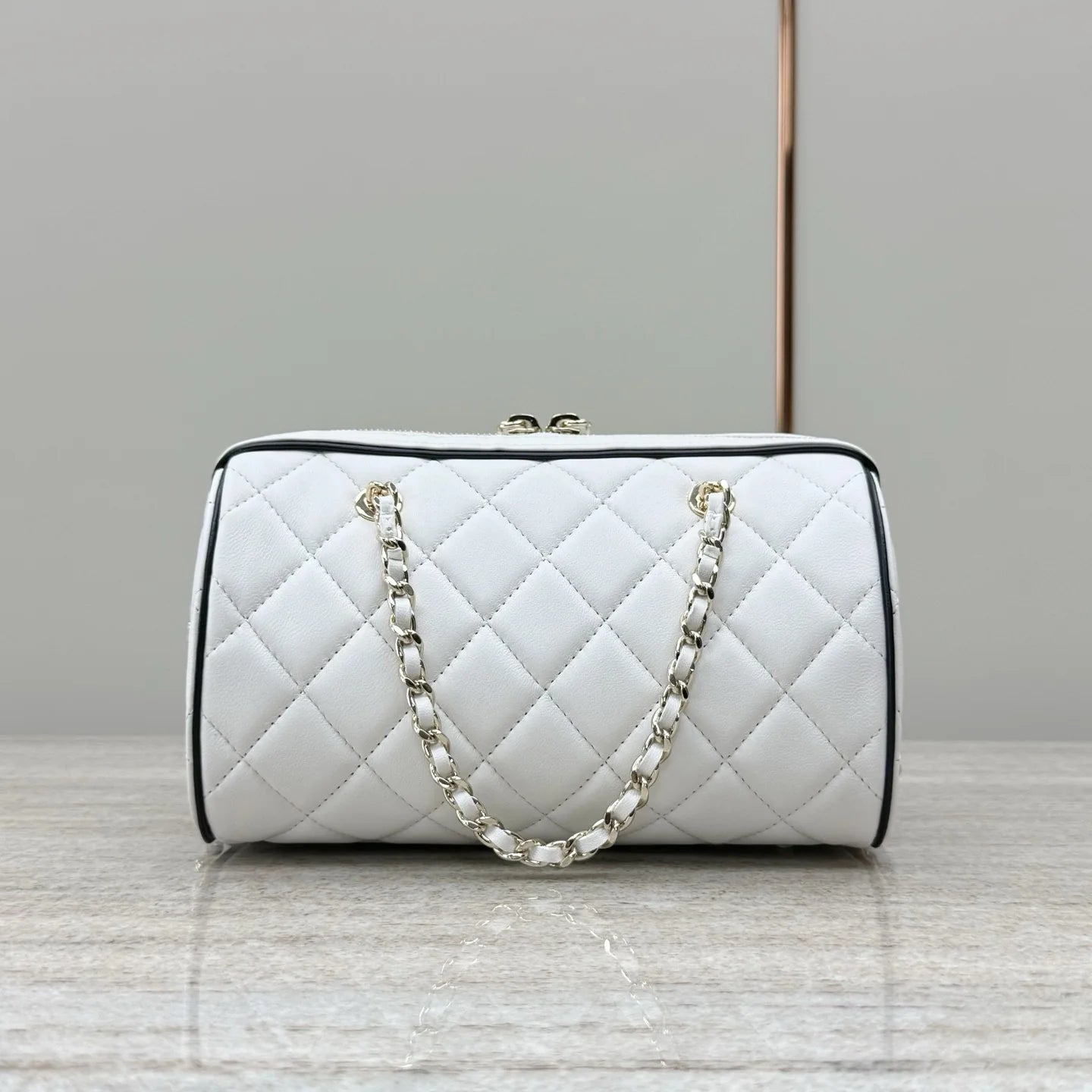 Chanel Mini Timeless Classic Barrel Bag Shiny Caviar Light Gold Hardware