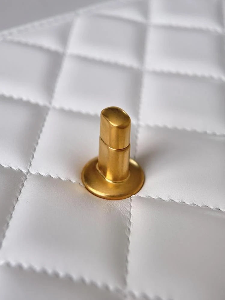 Chanel Mini Double Pearl Crushing 22cm White Calfskin GHW