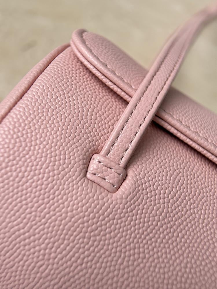 Chanel Preppy Coco Bowling Bag, Pink Patent Caviar Leather, Brushed Gold Hardware