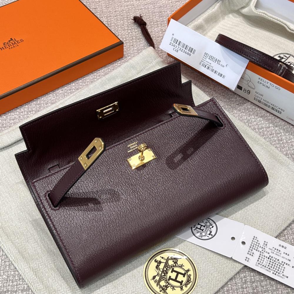 Hermès Kelly To Go Togo Leather 19cm Rogue Sellier 