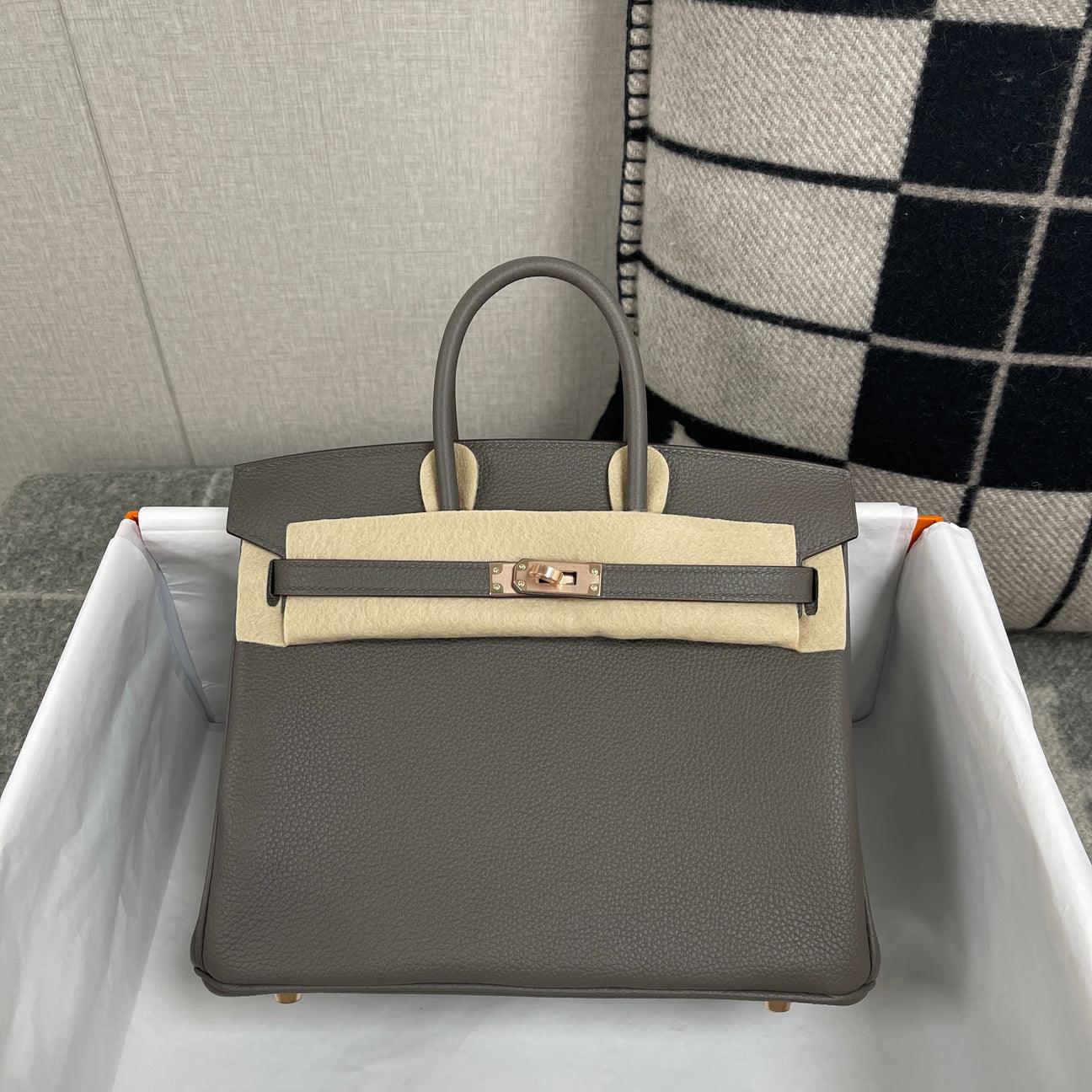 Hermès Birkin 25 Togo Deri Asfalt Gri Gül Altın Donanımlı (RGHW) - Glimmer of Luxury