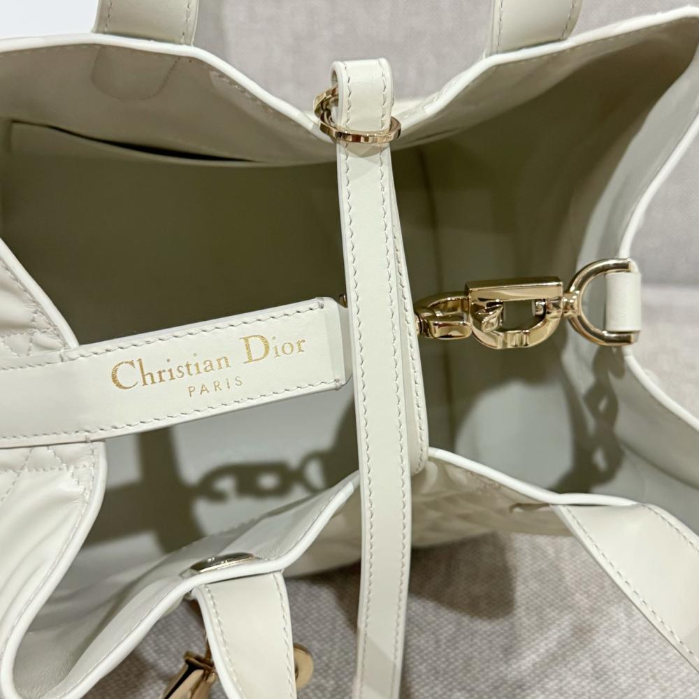 Small Dior Toujours Vertical Tote Bag Powder Beige Macrocannage Calfskin