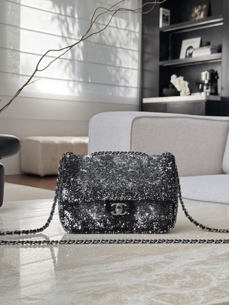 Chanel CF20 Evening Bag — Black Sequin