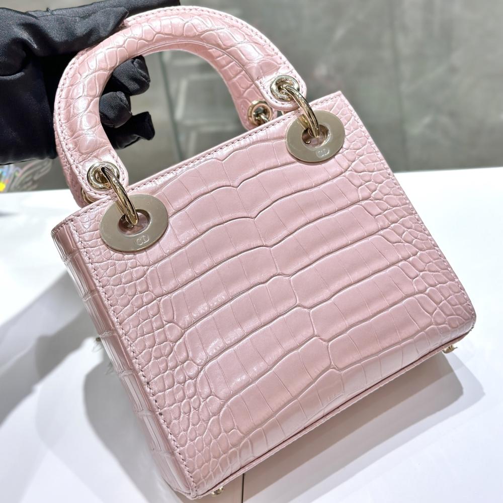 Dior Lady Mini Crocodile Skin Pink Bag