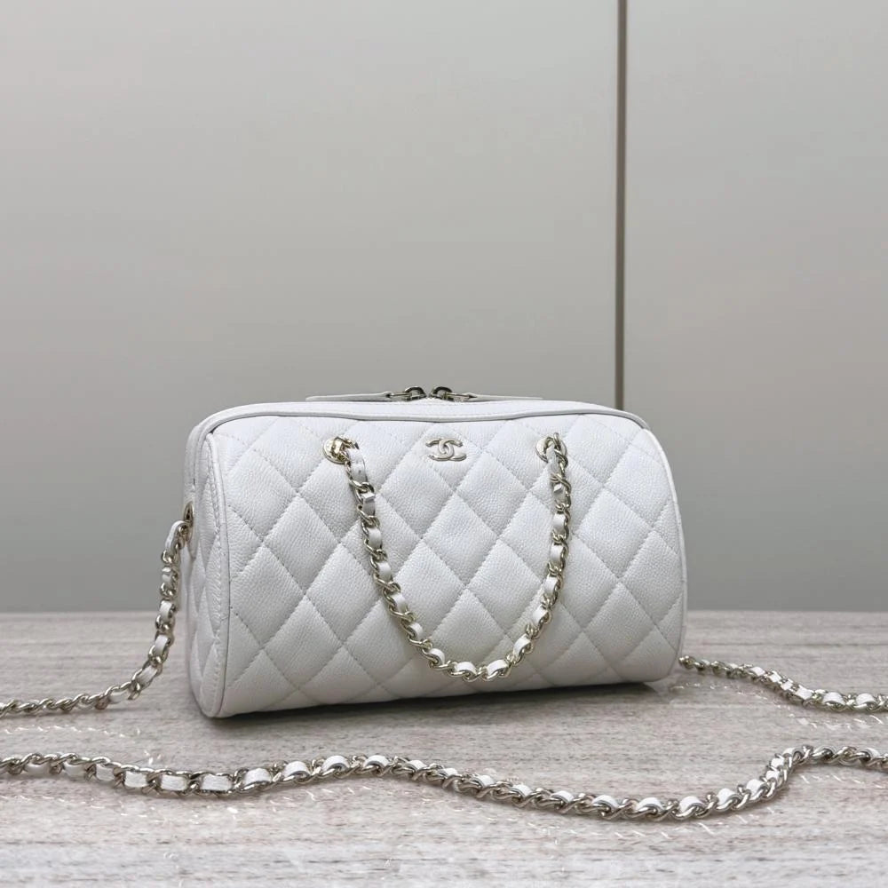 Chanel Mini Timeless Classic Varil Çanta Parlak Havyar Açık Altın Donanım - Glimmer of Luxury