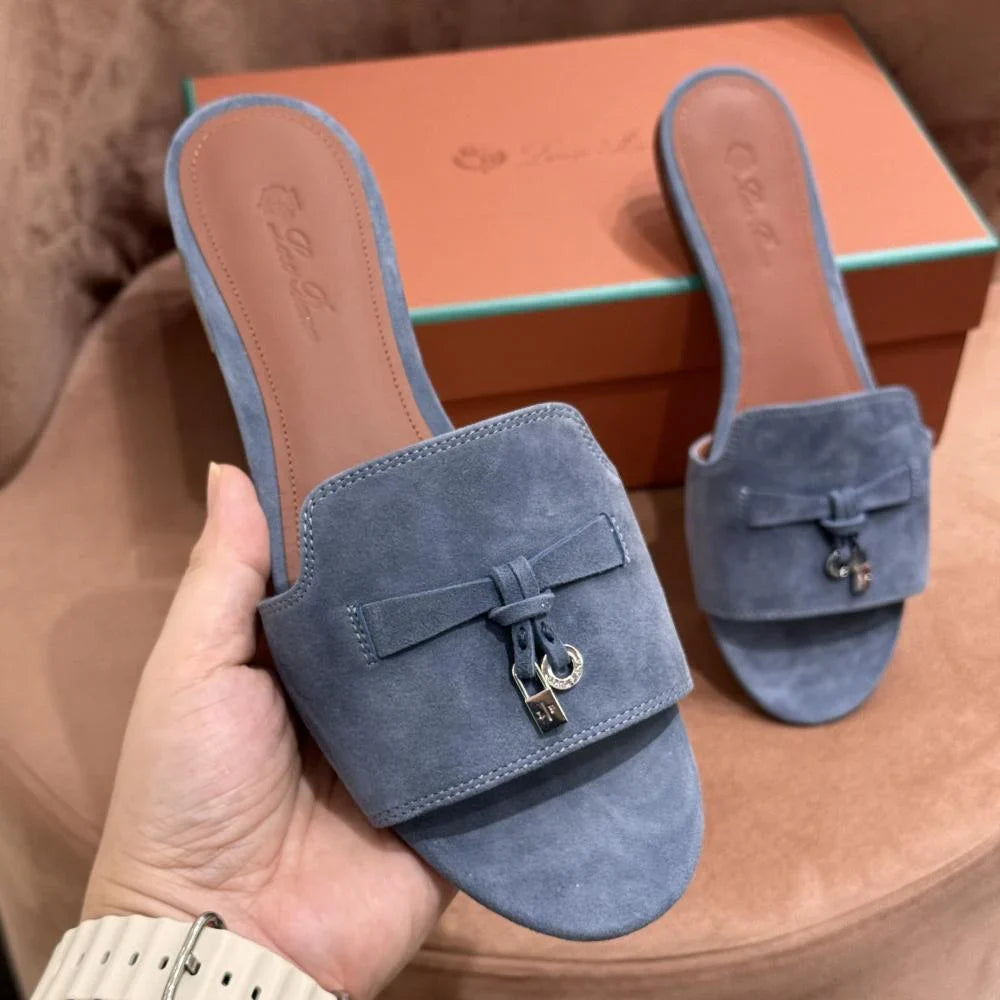 Loro Piana Summer Charms Ser Kadın Sandalet - Kot - Glimmer of Luxury