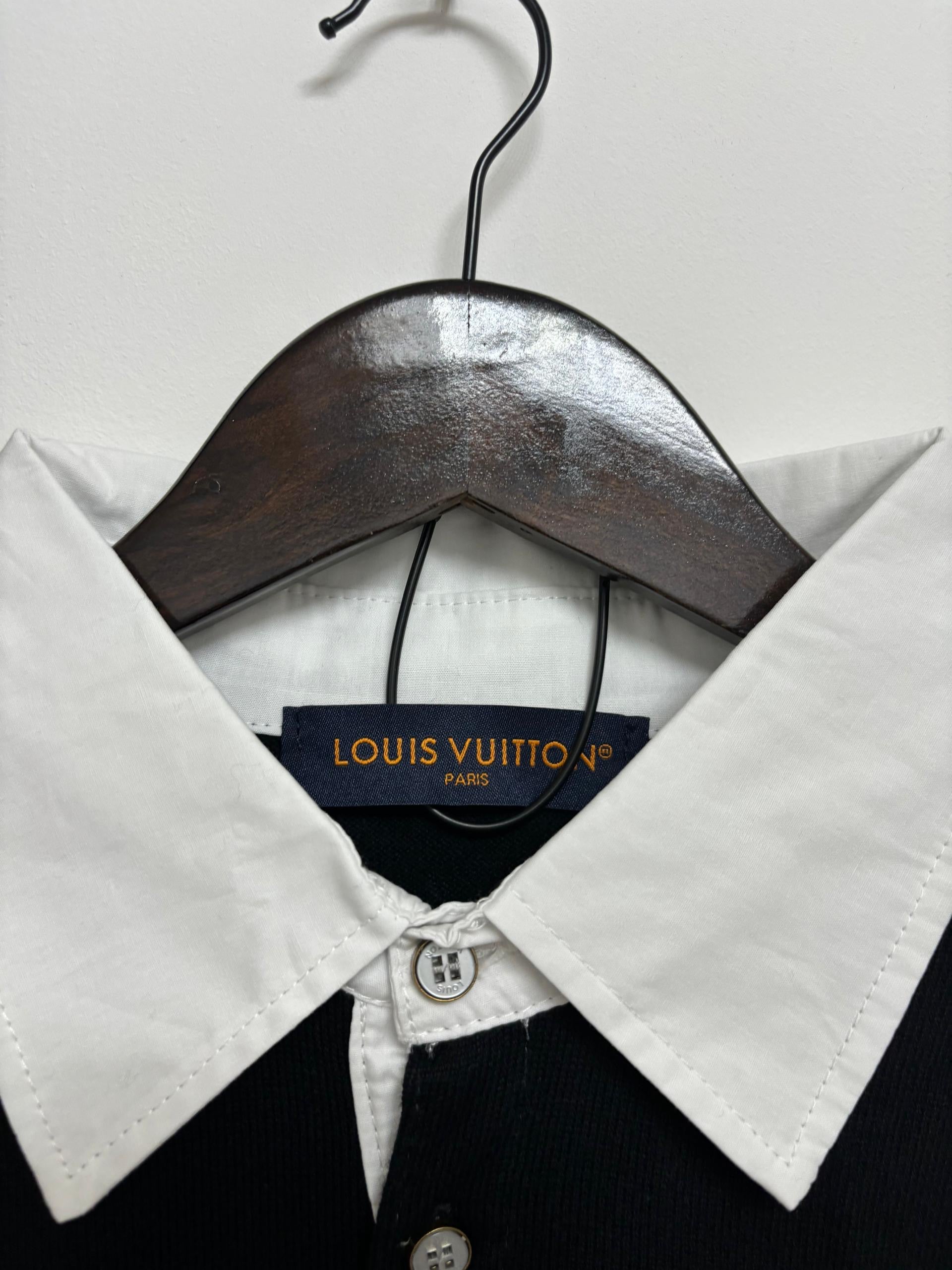 LV Monogram Jakarlı Uzun Kollu Polo Gömlek
