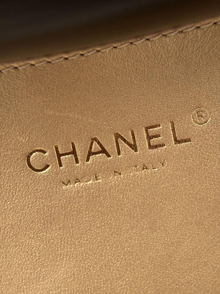 Chanel Mini Çift İnci Ezmesi 22cm Siyah Dana Derisi GHW