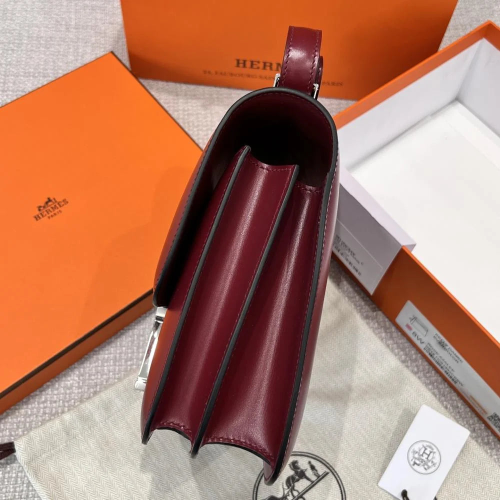 Hermes Constance 24 Burgundy Leather Box