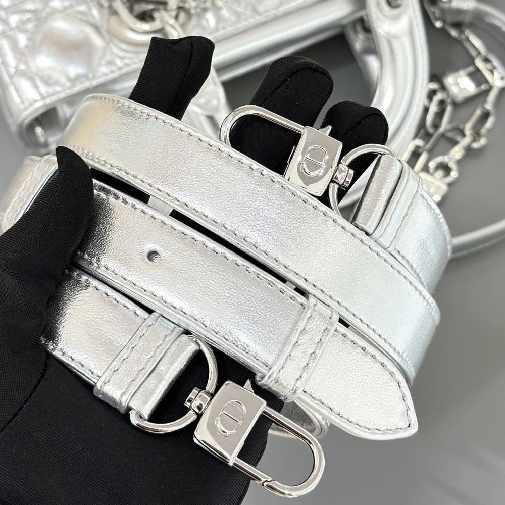 Christian Dior Lady D-Joy Silver Satin Bag