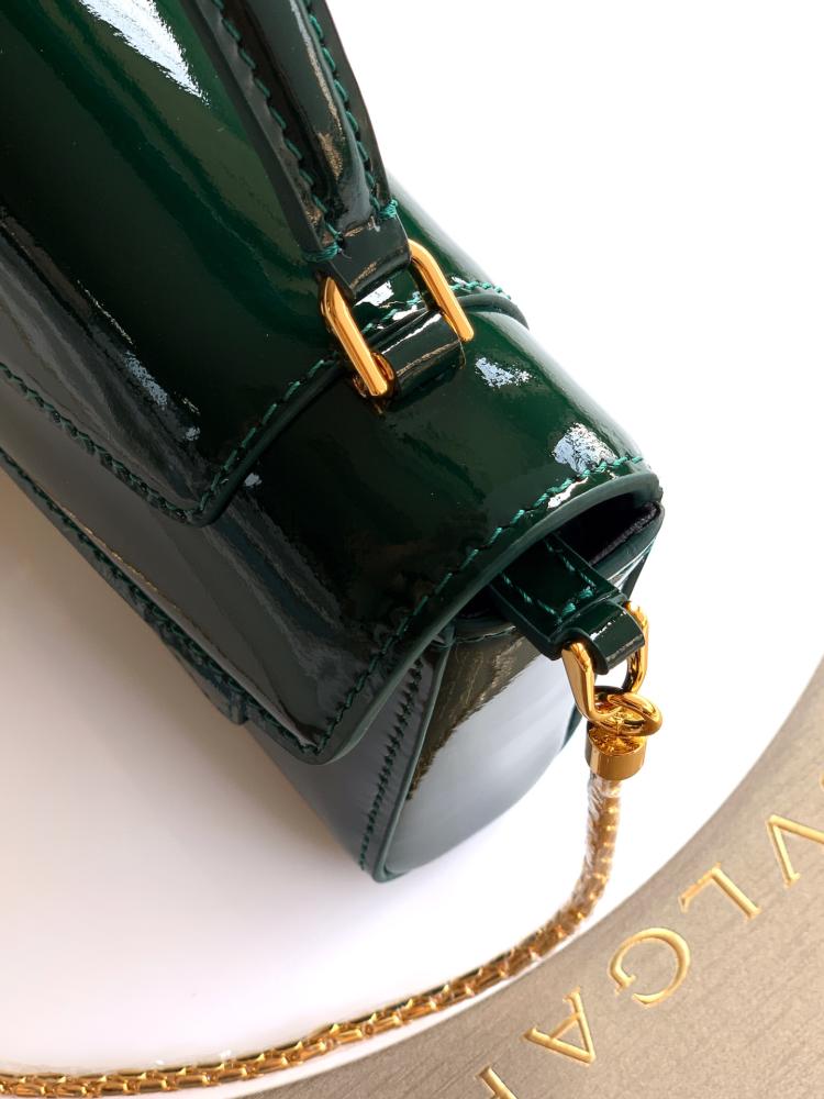 Bvlgari Serpenti Forever Glossy Leather Mini Bag – Emerald Green