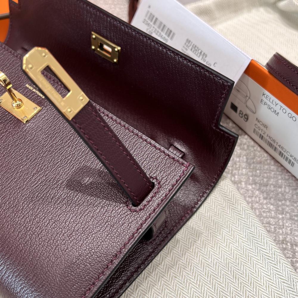 Hermès Kelly To Go Togo Leather 19cm Rogue Sellier 