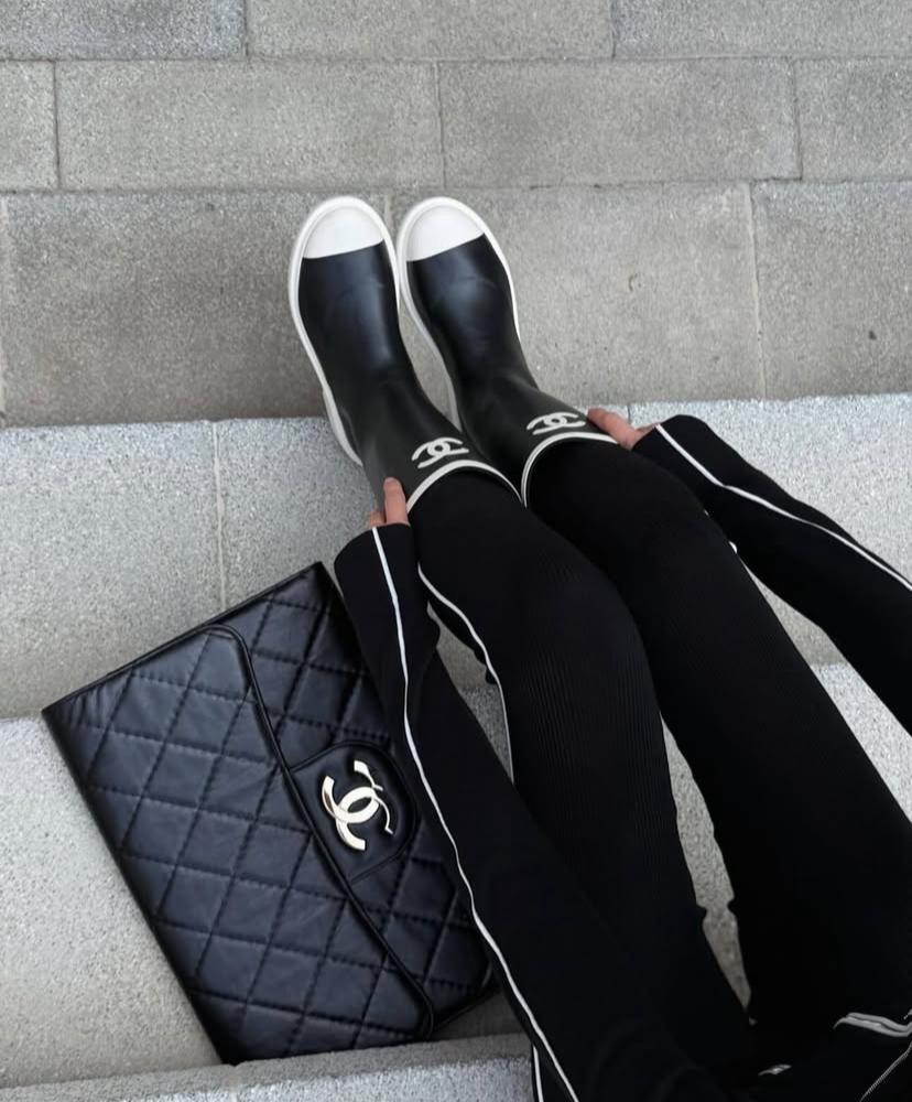Chanel Rain Boots - Black/White