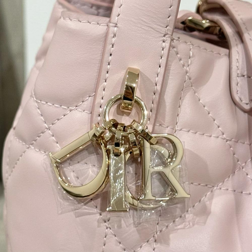 Small Dior Toujours Vertical Tote Bag Powder Beige Macrocannage Calfskin