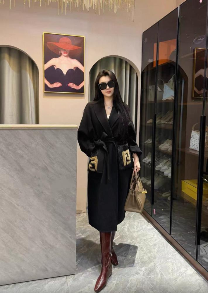 Fendi Belted Wool Coat – Fur Pocket