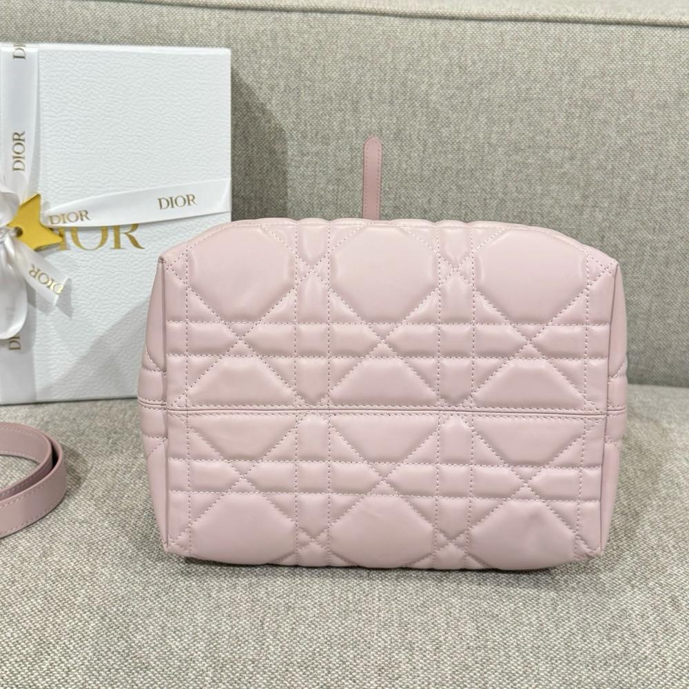 Small Dior Toujours Vertical Tote Bag Powder Beige Macrocannage Calfskin