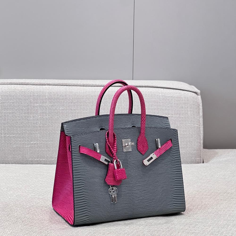 Hermès Birkin 25 Gri ve Pembe Kertenkele