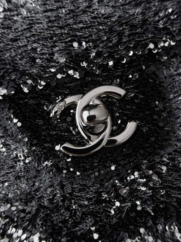Chanel CF20 Evening Bag — Black Sequin