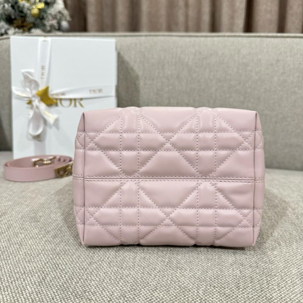 Small Dior Toujours Vertical Tote Bag Powder Beige Macrocannage Calfskin