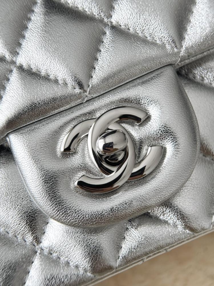 Chanel Metallic Silver CF20 — Mini Flap Bag 