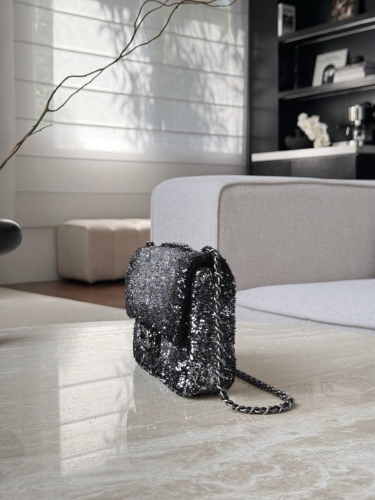 Chanel CF20 Evening Bag — Black Sequin