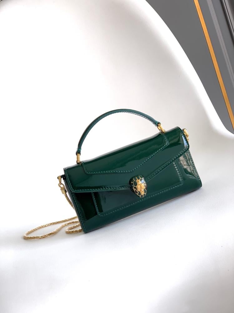 Bvlgari Serpenti Forever Glossy Leather Mini Bag – Emerald Green