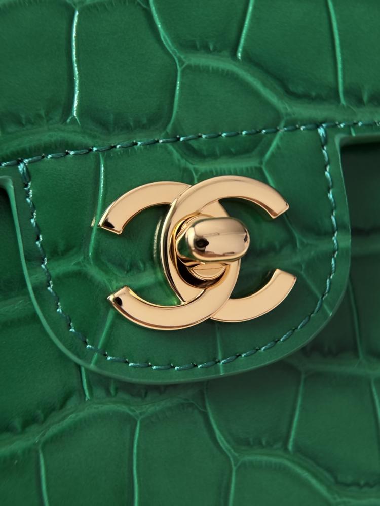 Chanel Saplı Kapaklı Timsah Derisi Desenli Çanta
