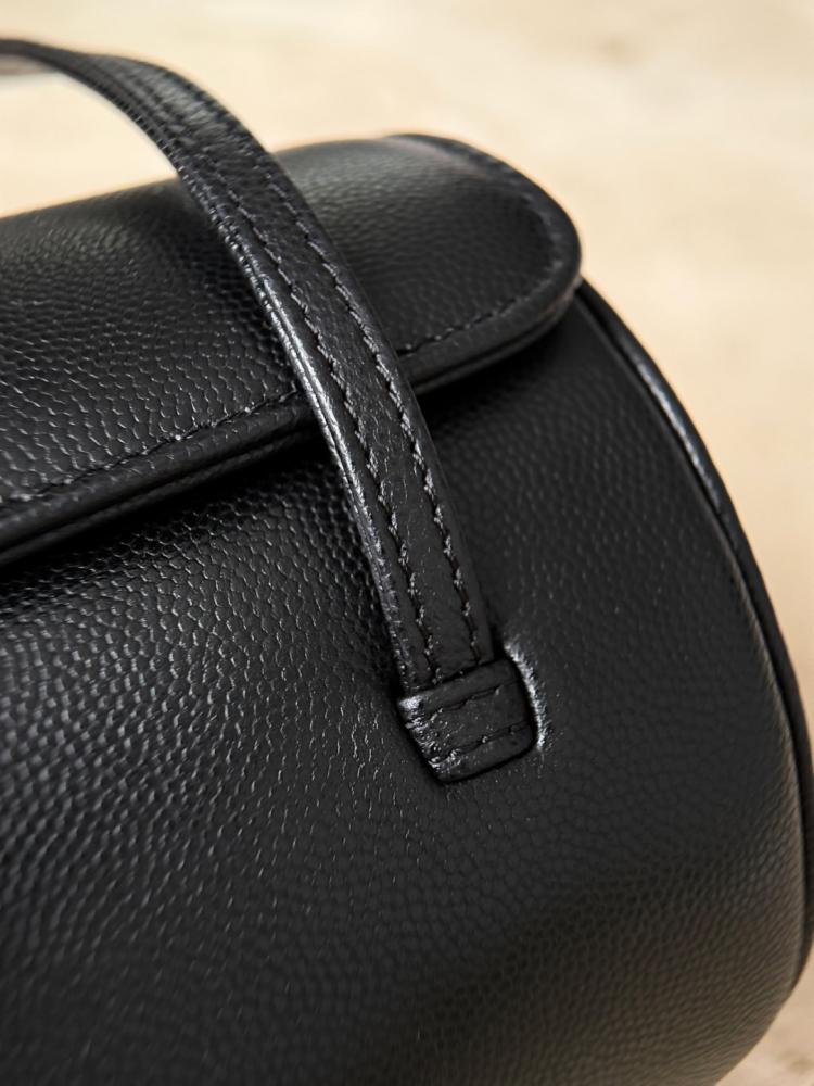 Chanel Preppy Coco Bowling Bag, Black Grained Caviar Leather, Brushed Gold Hardware