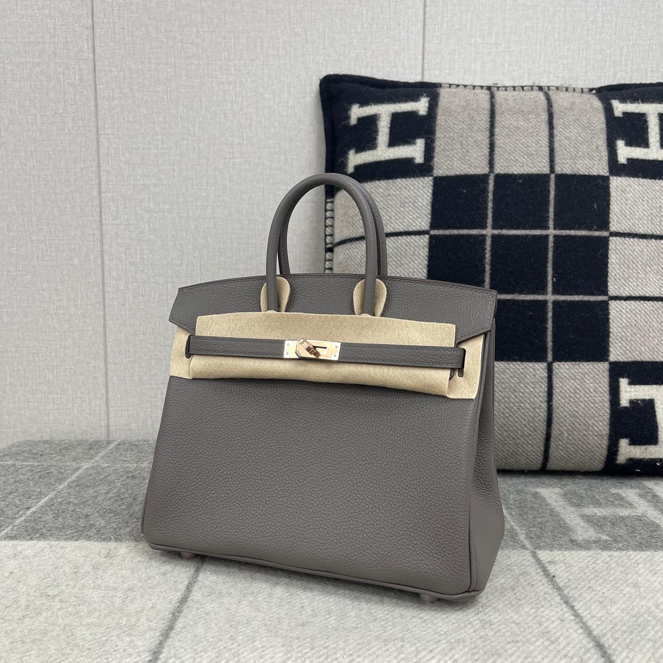 Hermès Birkin 25 Togo Deri Asfalt Gri Gül Altın Donanımlı (RGHW) - Glimmer of Luxury