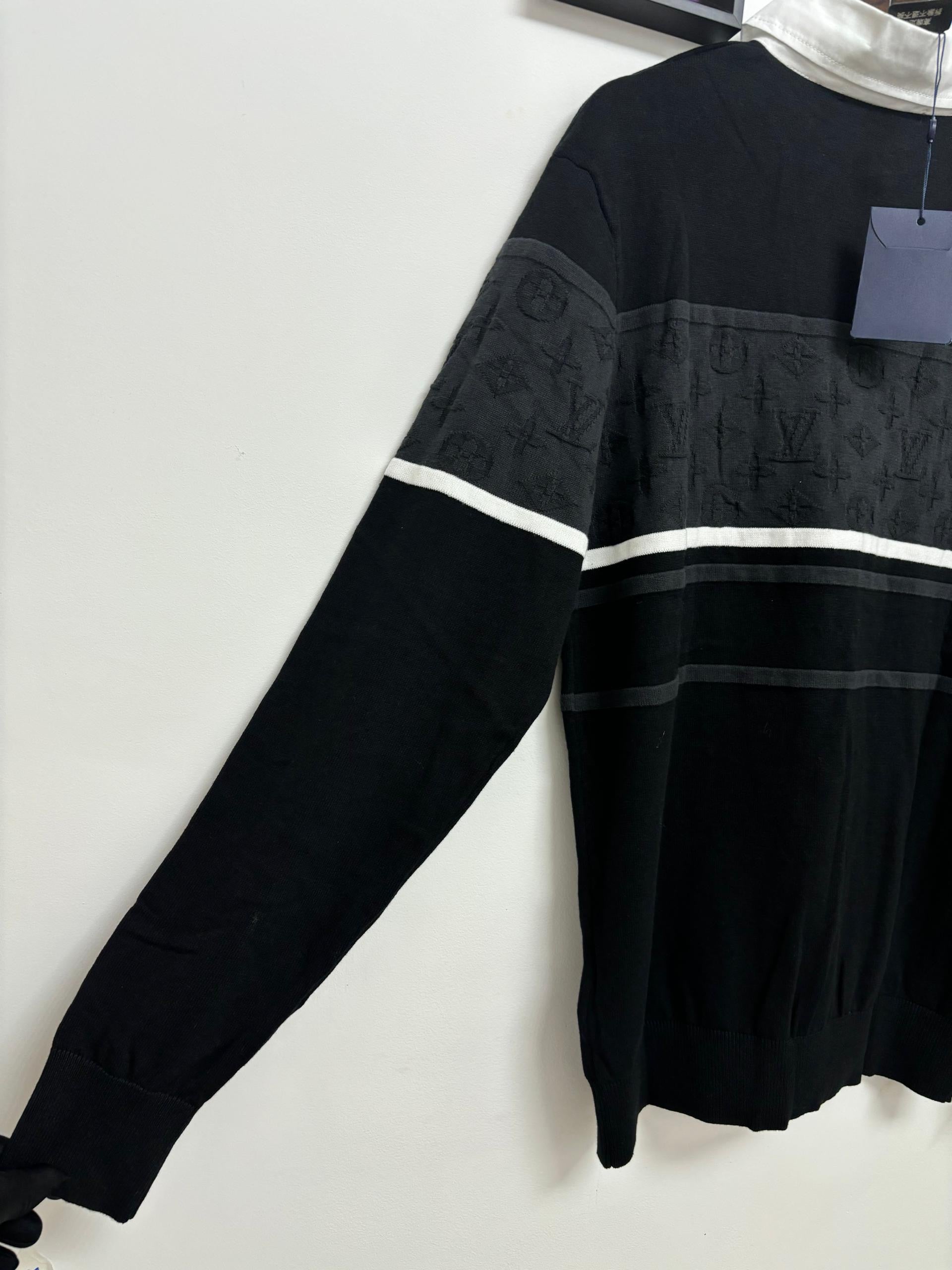 LV Monogram Jakarlı Uzun Kollu Polo Gömlek