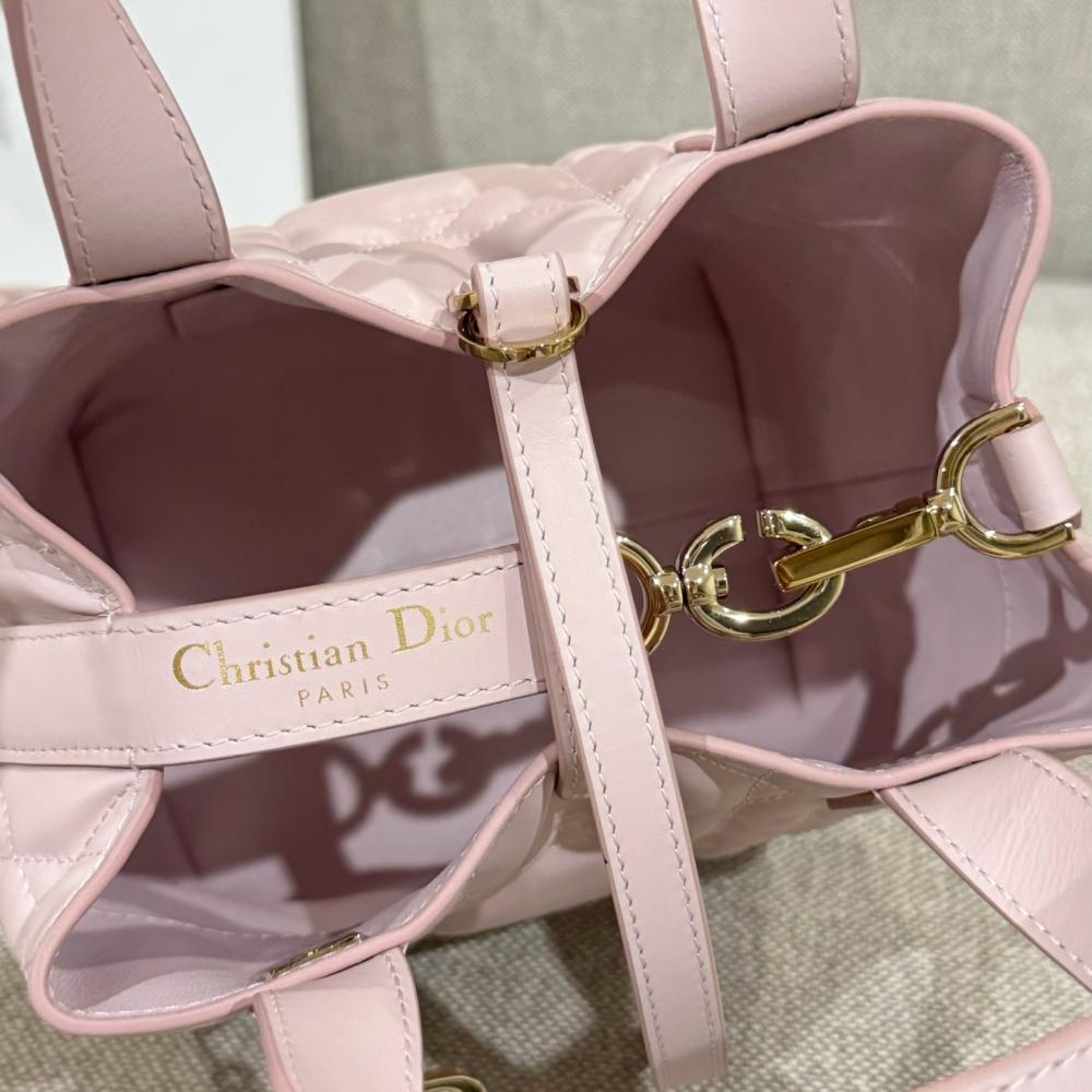 Small Dior Toujours Vertical Tote Bag Powder Beige Macrocannage Calfskin